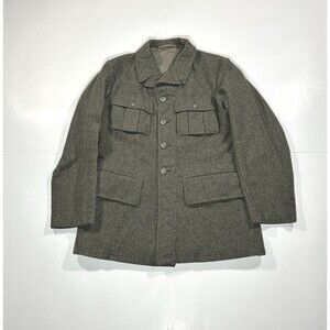 Vintage WWII 1945 Swedish Army Wool Field Jacket Tunic Military Green Coat 92
